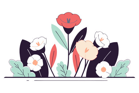Flower vector illustration in flat style. Floral bouquet with flowers.のイラスト素材