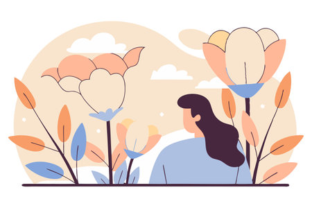 Flower garden vector concept for web banner, website page etc.のイラスト素材