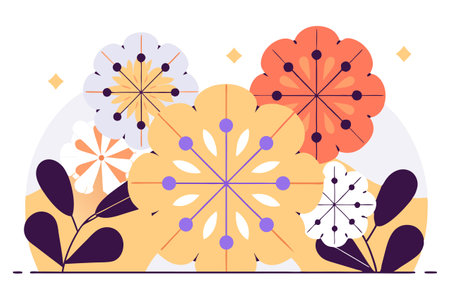 Flower pattern. Vector illustration in flat style. Floral background.のイラスト素材