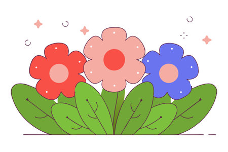 Flower vector illustration in flat design style. Floral background.のイラスト素材