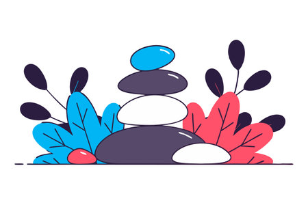 Vector illustration of zen stones in flat style. Zen concept.のイラスト素材