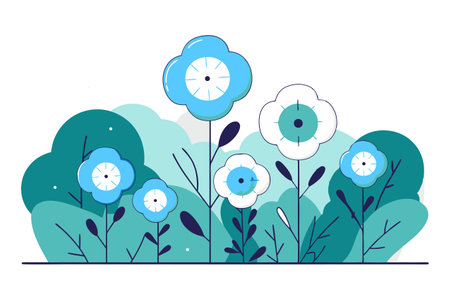 Flower background. Vector illustration in flat style. Spring flowers.のイラスト素材