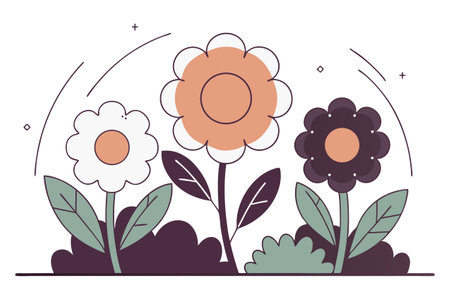 cute flowers nature cartoon vector illustration graphic design vector illustration graphic designのイラスト素材