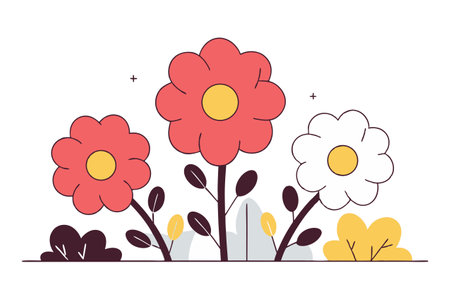 cute flowers nature cartoon vector illustration graphic design vector illustration graphic designのイラスト素材