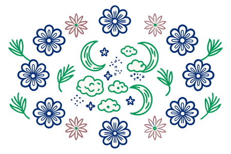 Flower doodle pattern. Vector illustration. Hand drawn.のイラスト素材