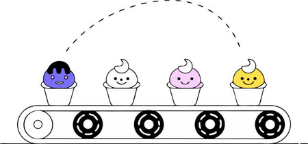 Illustration of a Conveyor Belt Conveyor Belt with Ice Creamのイラスト素材
