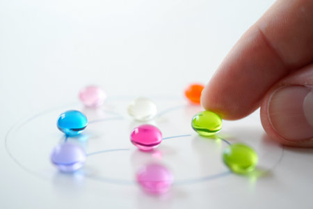 Network connection design. Balls placements connecting. Future plans, company team.の素材