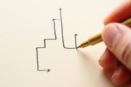 Drawing business graph. Market growth symbol. Financial forecast concept.の素材