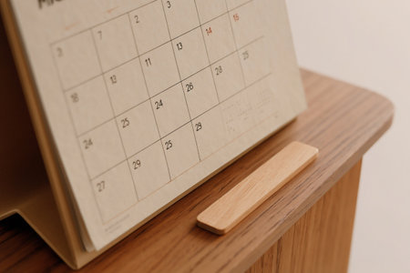 Office calendar. Planning reminder business. Workspace with office interiorの素材