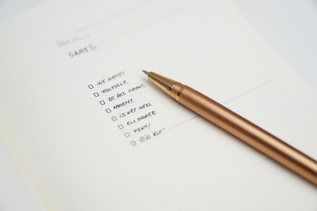 Sales list on paper. Golden pen is on the paper. Business concept.の素材