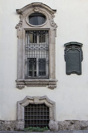 Ancient roman window in Italy Milanのeditorial素材