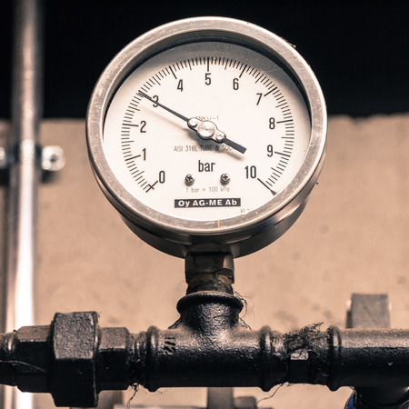 A manometer or pressure gauge for measruing the press in a biomass centralの写真素材