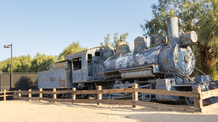 Historic locomotive and wagons in Death Valley National Park