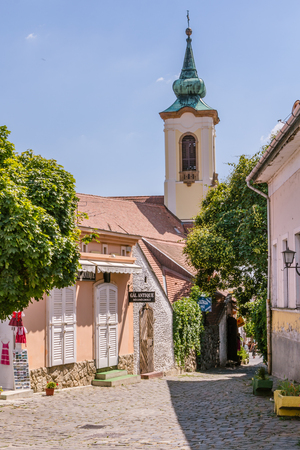 Church in the center of Szentendre Hungaryの写真素材