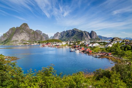 Picturesque town o f Reine on Lofoten islands in Norwayの写真素材