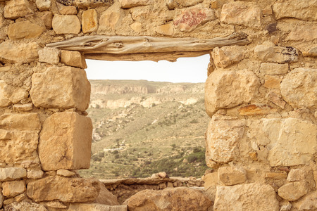 Ruin of a house in  Dana vilage, Dana natrure reserve. in Jordanの写真素材