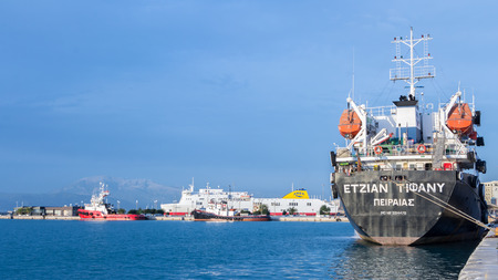 Habour of Patras in the evening right before sunsetのeditorial素材