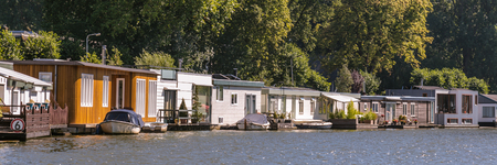 Floating houses Utrecht in the Netherlands river Vechtの写真素材