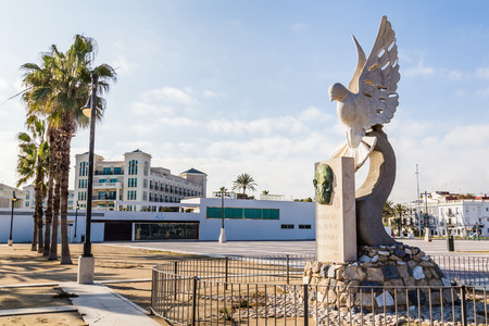 Valencia, Spain - December 03, 2016: Sculpture of the famous Spanish actor Antonio Ferrandis along the boulevard in Valencia, Spainのeditorial素材