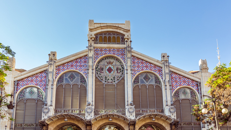 Facade of the historic central market Colon in Valencia, Spainのeditorial素材