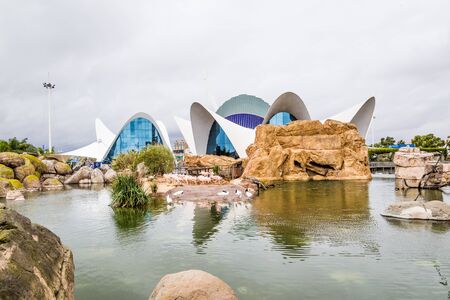 Valencia, Spain - December 04, 2016: Main building of Oceanographic, a sea life  center in Valencia, Spainのeditorial素材