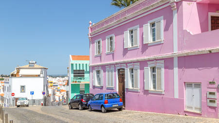 Lagos, Portugal - April, 18, 2017: Street view ancient center of Lagos, Algarve in Portugalのeditorial素材