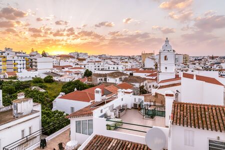 Sunrise ancient town centre of Lagos, Algarve, Portugalの写真素材