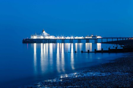 Pier Eastbourne by night, Sussex, United Kingdomの写真素材