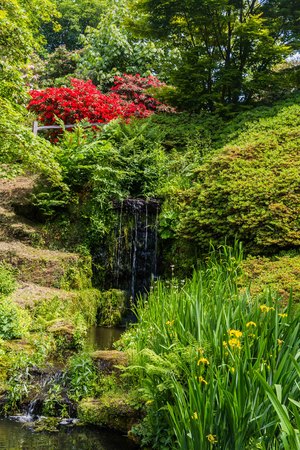 Colorful British castle garden during spring in Sussex, Englandの写真素材