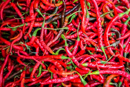 Colorful peppers on the fresh market