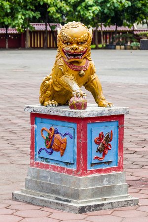 Lion statue Sam Poo Kong temple in Semarang on central Java in Indonesiaのeditorial素材