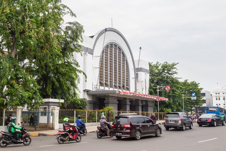 Jakarta, Indonesia - October, 28, 2017 Front view of the Jakarta Kota Station, Jakarta Indonesiaのeditorial素材