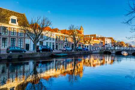The old city centre of Alkmaar in  North-Holland in the Netherlands. Also known as the city of cheese.の写真素材