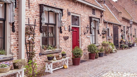 Village view of the picturesque ancient little village Buren in Neder-Betuwe, Gelderland, Netherlandsの写真素材