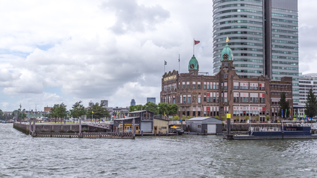 Rotterdam, Netherlands - June, 21 2018: Famous Hotel New York IN Rotterdam. Old oiffcie building of the former Holland America Cruiseline Cruise to New York.のeditorial素材
