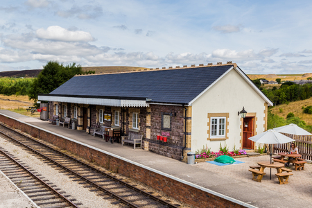 Blaenavon,Wales, UK - July, 25, 2018:  Heritage railway train Pontypool and Blaenavon, Wales, UK. The traIn rides to BIg Pit National Coal museum and along Garn Lakes.のeditorial素材