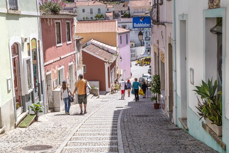 Monchique, Portugal - April, 18, 2017: Street view old center of  Monchique in the Algarve in Portugalのeditorial素材