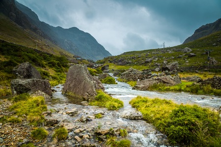 Small stone bridge Snowdonia NP, Wales, UKの写真素材