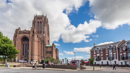 Liverpool, United Kingdom August 01, 2018 Streetview of the Liverpool Cathedral in LIverpool, UKのeditorial素材