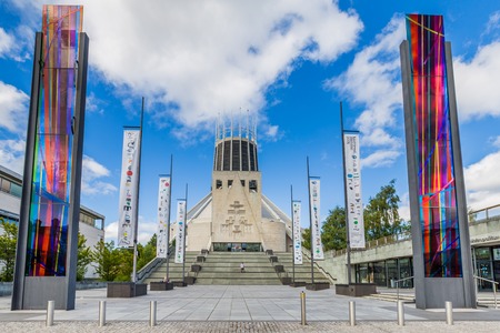 Liverpool, United Kingdom: August 02, 2018 Streetview of the Metropolitan Cathedral in LIverpool, UKのeditorial素材