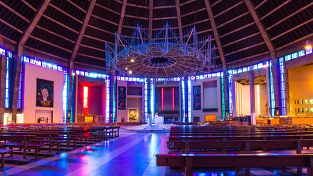 Liverpool, United Kingdom: August 02, 2018 Interior of the Metropolitan Cathedral in LIverpool, UKのeditorial素材