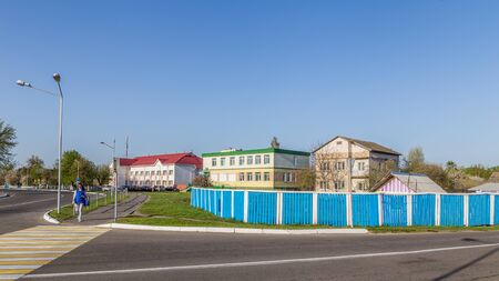 Chojniki, Belarus, - April 26, 2019: Village in Belarus near the 30 km exclusion zone of Chernobyl, opened for tourists from april2019.のeditorial素材
