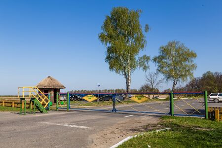 Chojniki, Belarus, - April 26, 2019: Entering the exclusion zone of Chernobyl accident area in Belarus contaminated with radioactive fallout in 1986.のeditorial素材