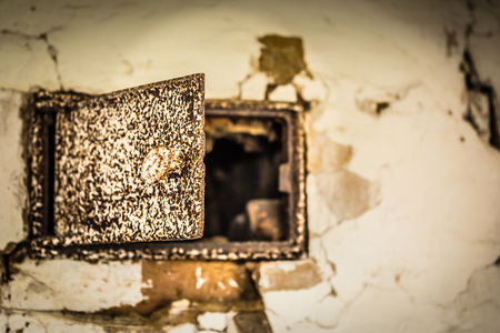 Old rusty locker in an abandoned old farm in Belarus, Chernobyl exclusion zoneの写真素材