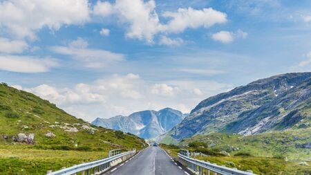 Roadtrip along National Scenic route Gaularfjellet from Sognefjorden to Fossheimen in Norwayの写真素材