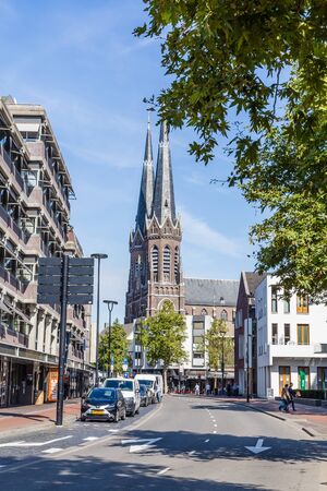 Tilburg Netherlands - September 10, 2019: Streetscene with Saint Joseph Church in the historic centre of Tilburg in Brabant Netherlands,のeditorial素材