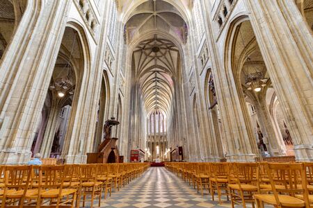 Orleans, France, October 11, 2019: Interior of the Royal cathedral of the Holy Cross in Orleans in Franceのeditorial素材