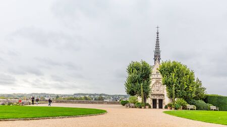 Amboise, France -October 16, 2019: Chapel Saint-Hubert beside Chateau dAmboise and burial place of Leonardo da Vinci.のeditorial素材