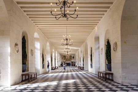 Chenonceaux, France - October 17, 2019: Interior of the royal hall in Chateau de Chenonceaux. Loire Valley. France.のeditorial素材
