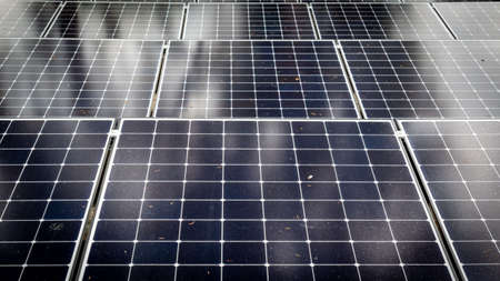 Close-up of solar panels outdoors in the sun